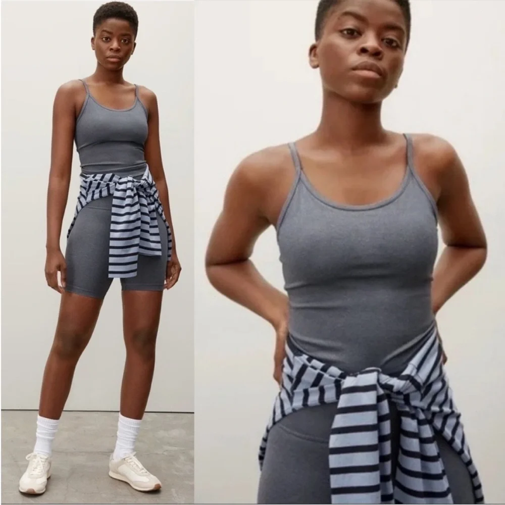 Everlane Perform Dark Grey Cami Cropped Tank Top Size Medium - Picture 1 of 8